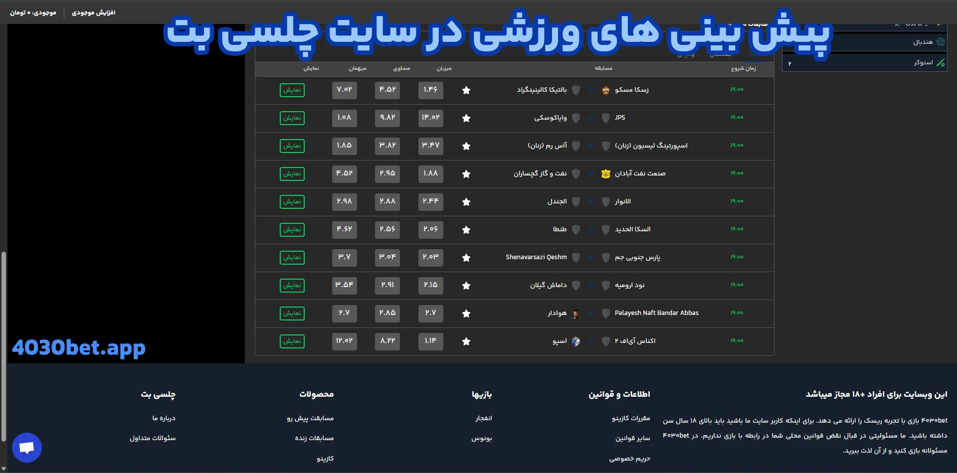 پیش بینی های ورزشی در سایت چلسی بت